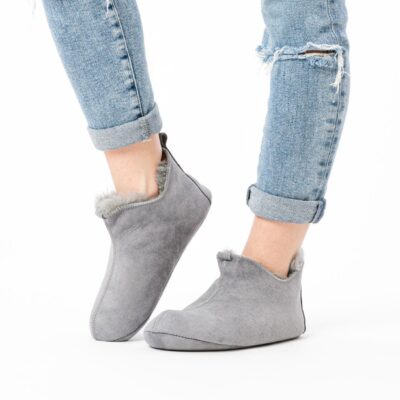 Damskie Domowe pantofle ze skóry owczej - Mikołajki dwoina