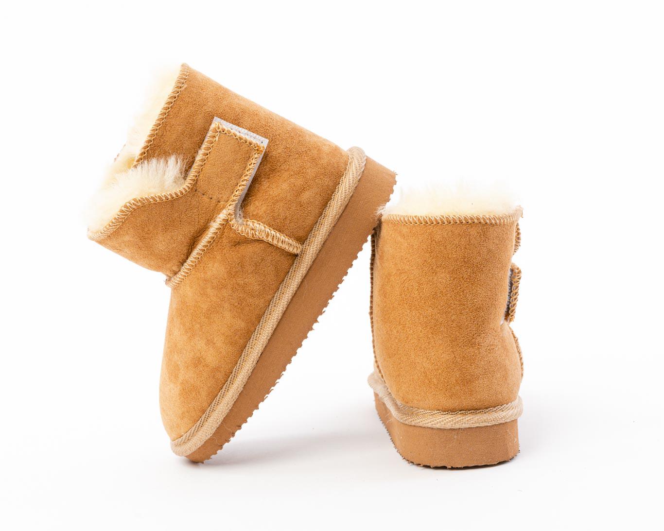 Dziecięce ocieplane kapcie skórzane Beż - obrazek 3