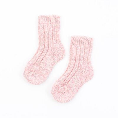 Skarpetki zimowe dziecięce wełna merino 99% – jasny róż – ciepłe, antybakteryjne