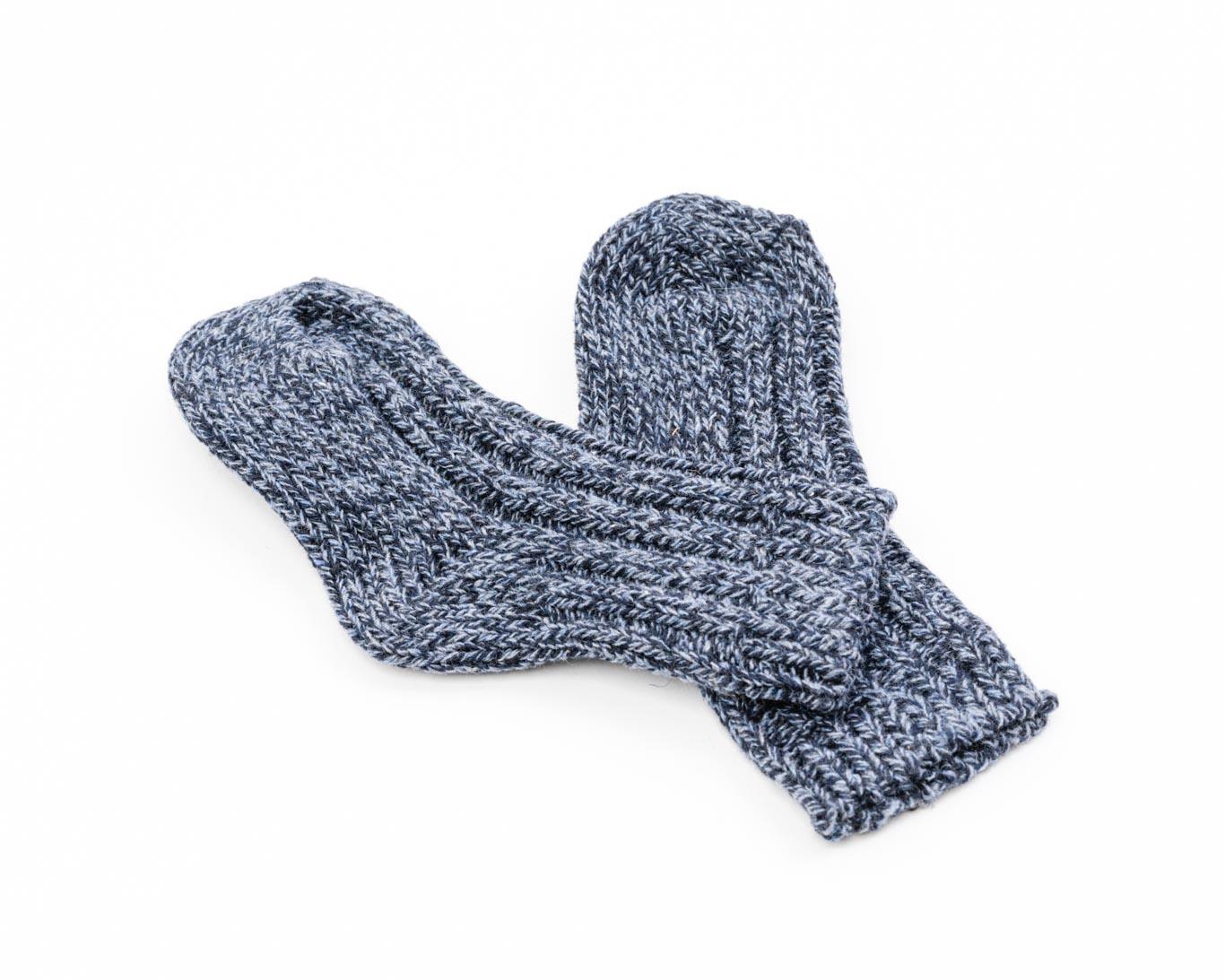 Skarpetki zimowe dziecięce wełna merino 99% - granatowe, ciepłe, antybakteryjne - obrazek 2