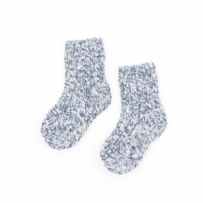 Skarpetki zimowe dziecięce wełna merino 99% - niebieskie melanż, ciepłe, antybakteryjne