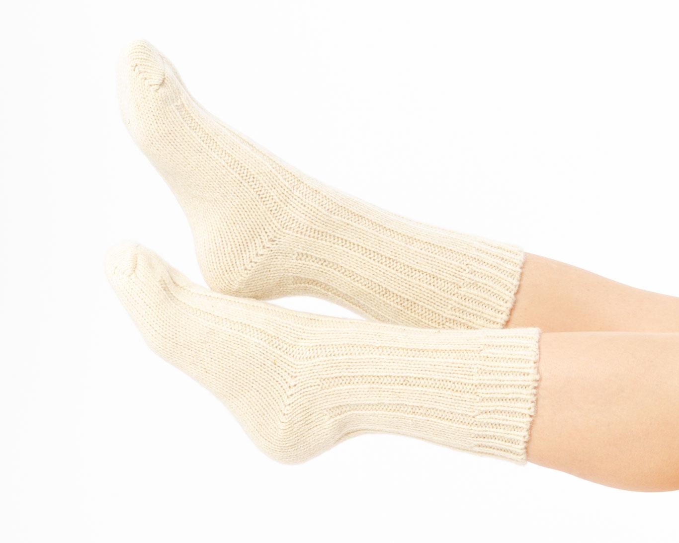 Grube skarpety z wełny Merino Białe - obrazek 2