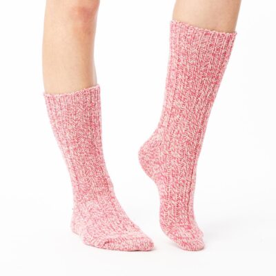 Kolorowe skarpety z wełny Merino ciemny róż