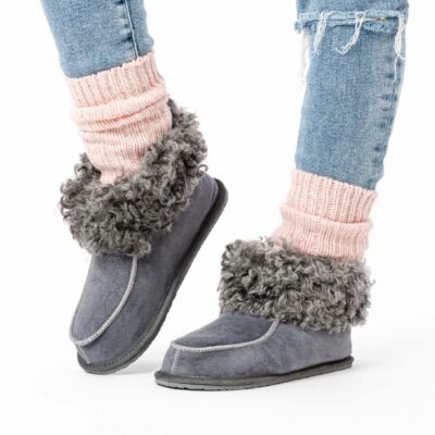 Damskie ciepłe pantofle - kapcie z futerkiem