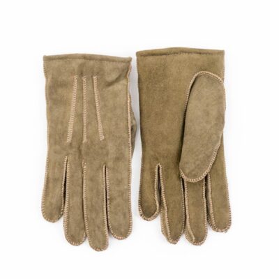 Skórzane rękawice pięciopalczaste Oliwka