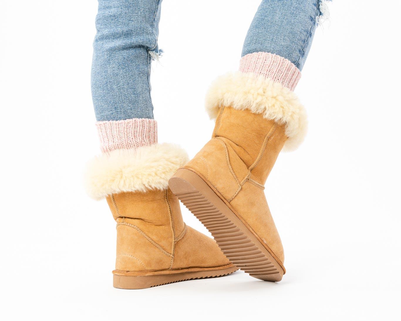 Wysokie ocieplane buty skórzane - obrazek 2