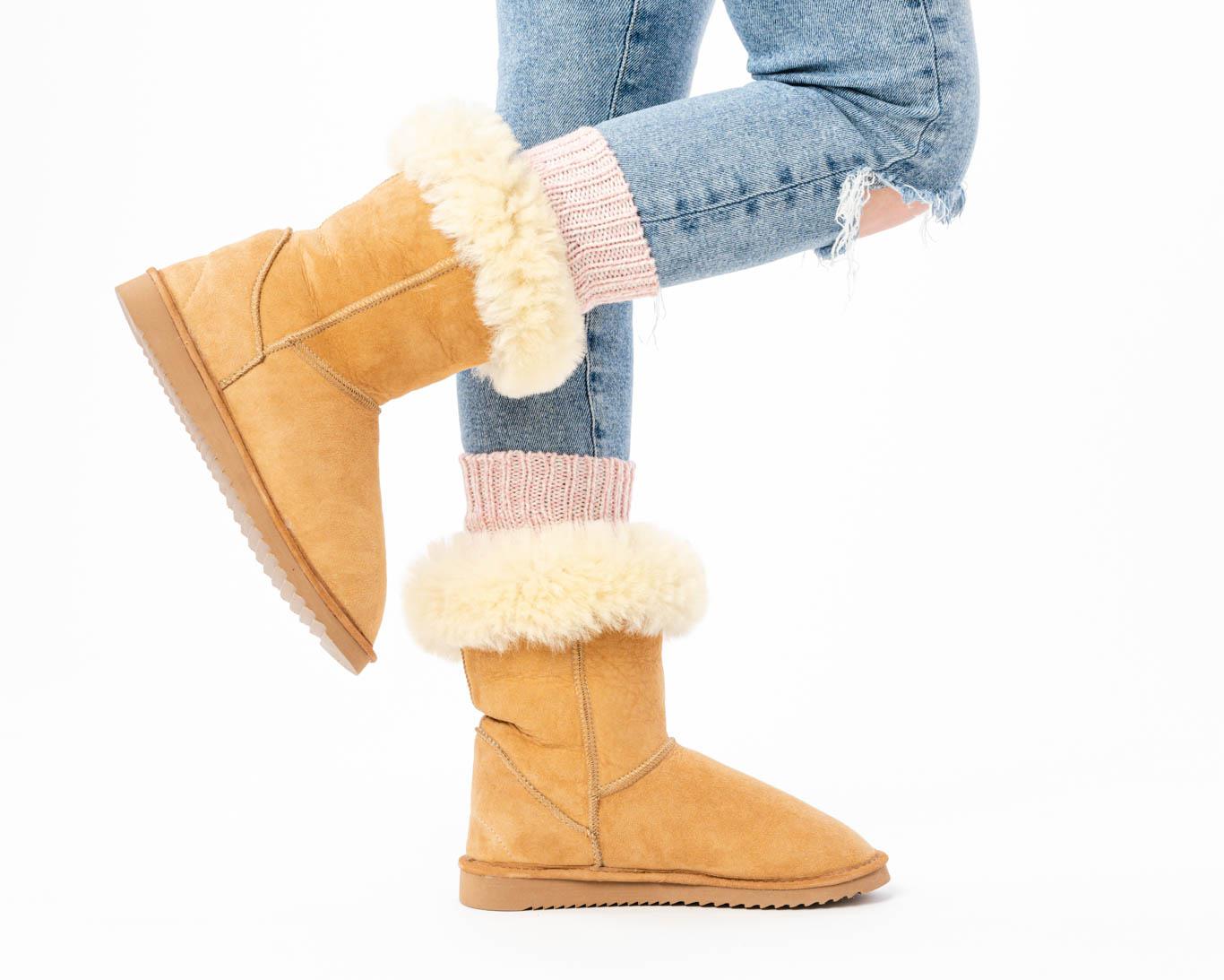 Wysokie ocieplane buty skórzane - obrazek 3