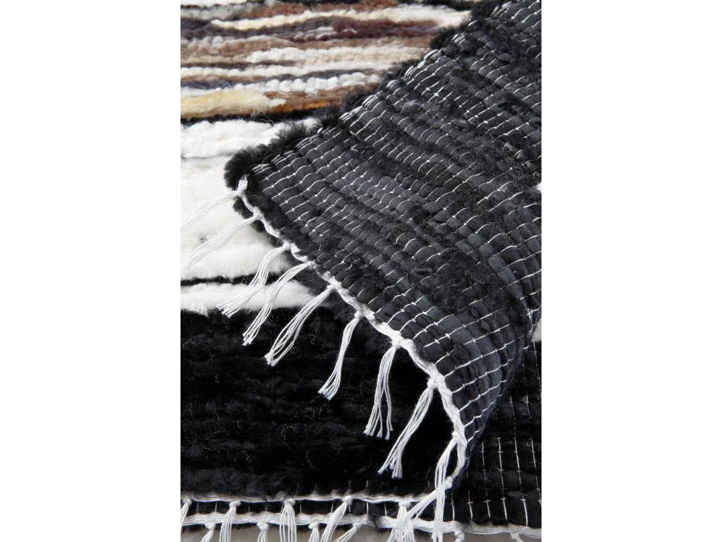 Zestaw - Dywan - Narzuta ze skóry owczej - Czarno/Biała - obrazek 3