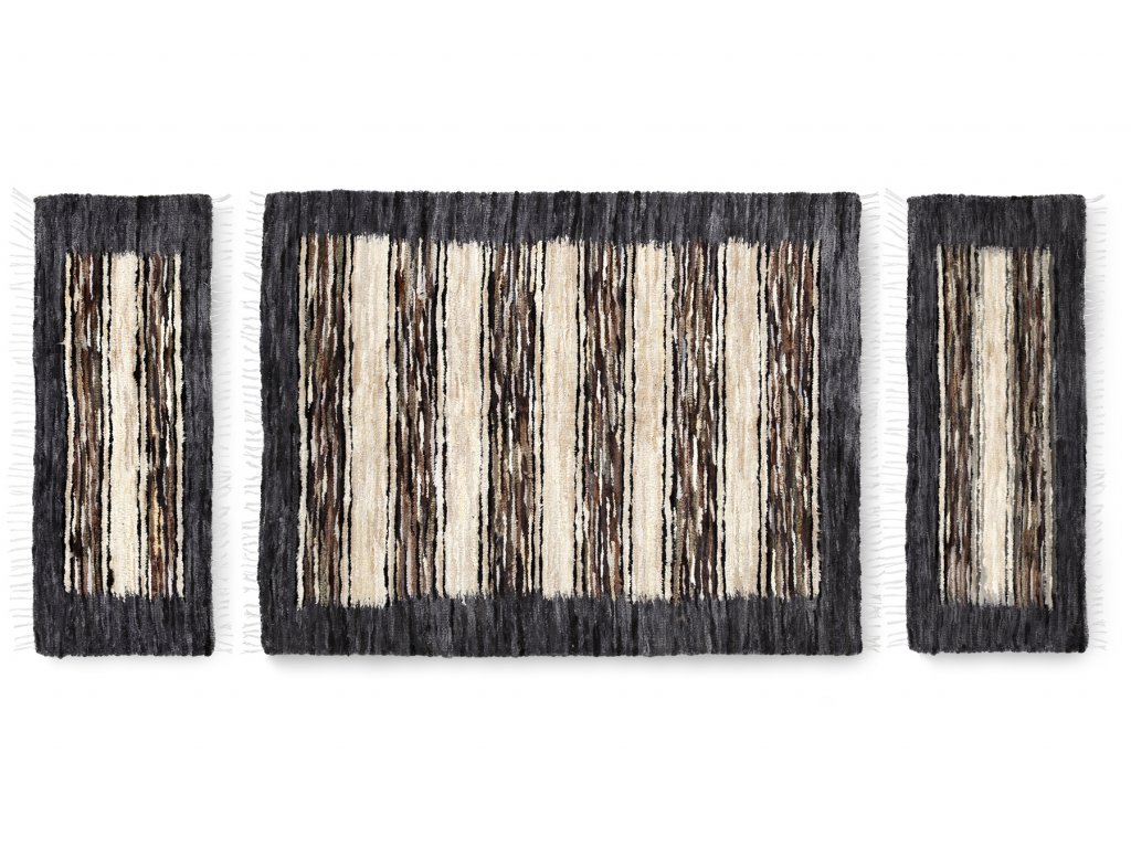 Zestaw - Dywan - Narzuta ze skóry owczej - Szaro/Beżowy - obrazek 2