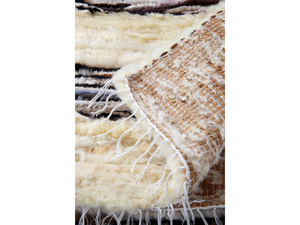 Zestaw - Dywan - Narzuta ze skóry owczej - Beżowo/Brązowy - obrazek 3