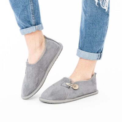 Damskie pantofle Hajduki na gumie - Szare Kapcie