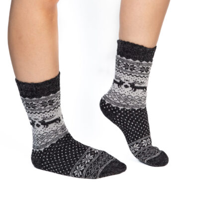 Skarpety z Alpaki i Wełny - Świąteczna Edycja - Czarno/Białe