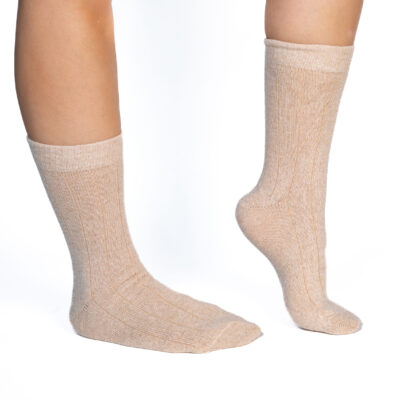 Skarpety z kaszmirem i wełną merino - beżowe