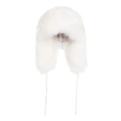 Biała Uszanka ze skóry i futra