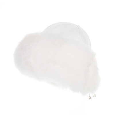 Biały Toczek ze skóry i futra fińskiego