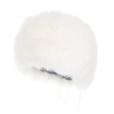 Biały Toczek ze skóry i futra fińskiego - Pełny