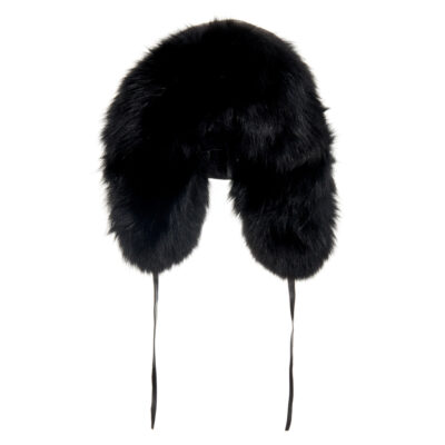 Czarna Uszanka ze skóry i futra