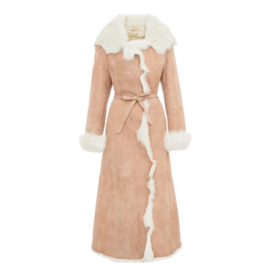 Długi Kożuch Damski Naturalny