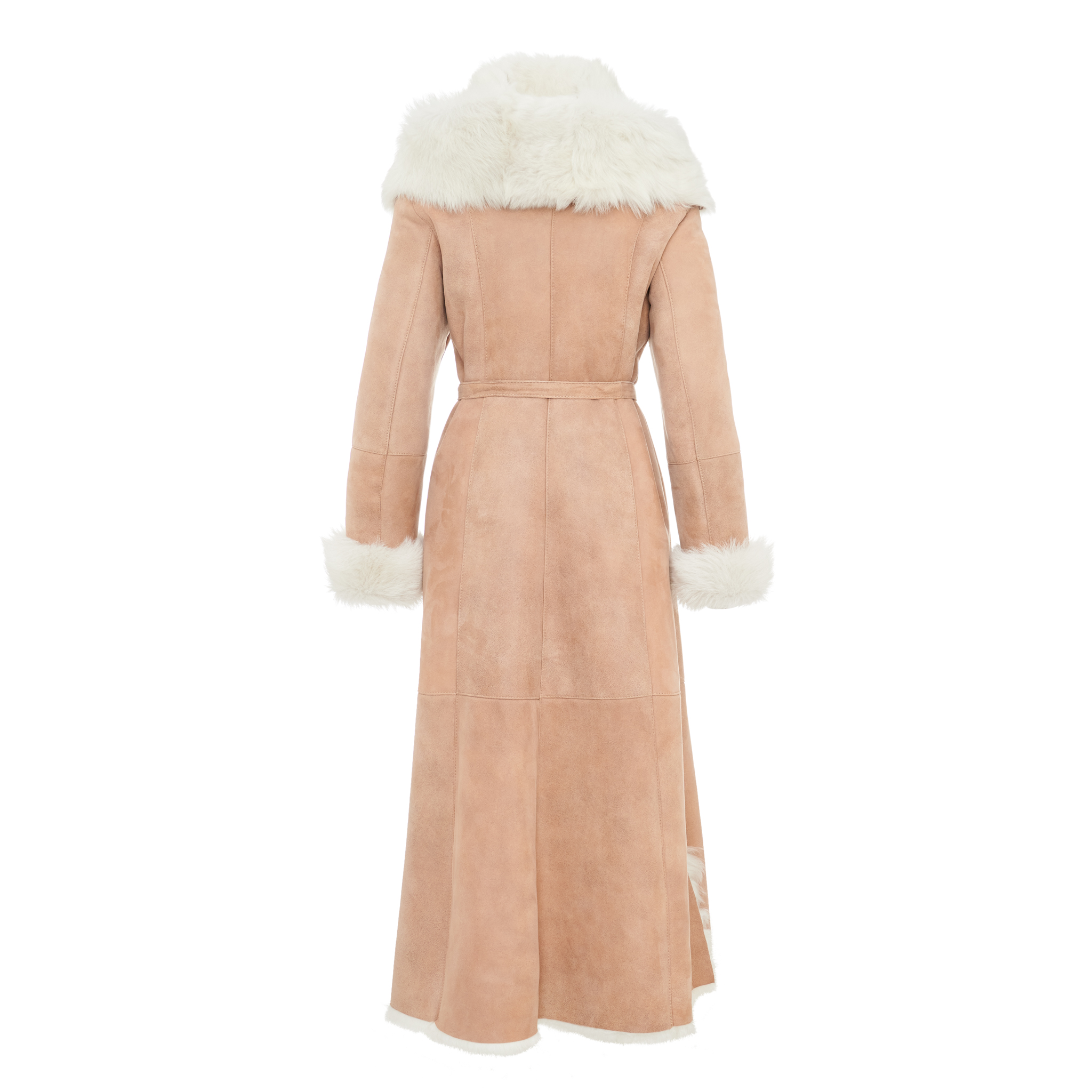 Długi Kożuch Damski Naturalny