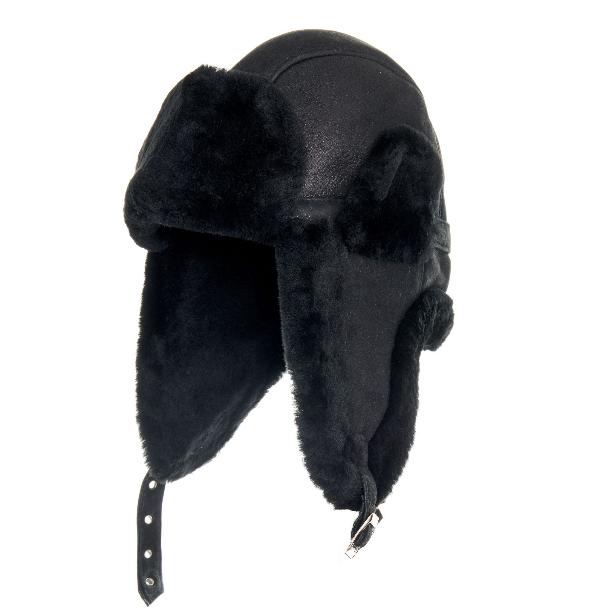 Skórzana Uszanka z Naturalnej Skóry Czarna