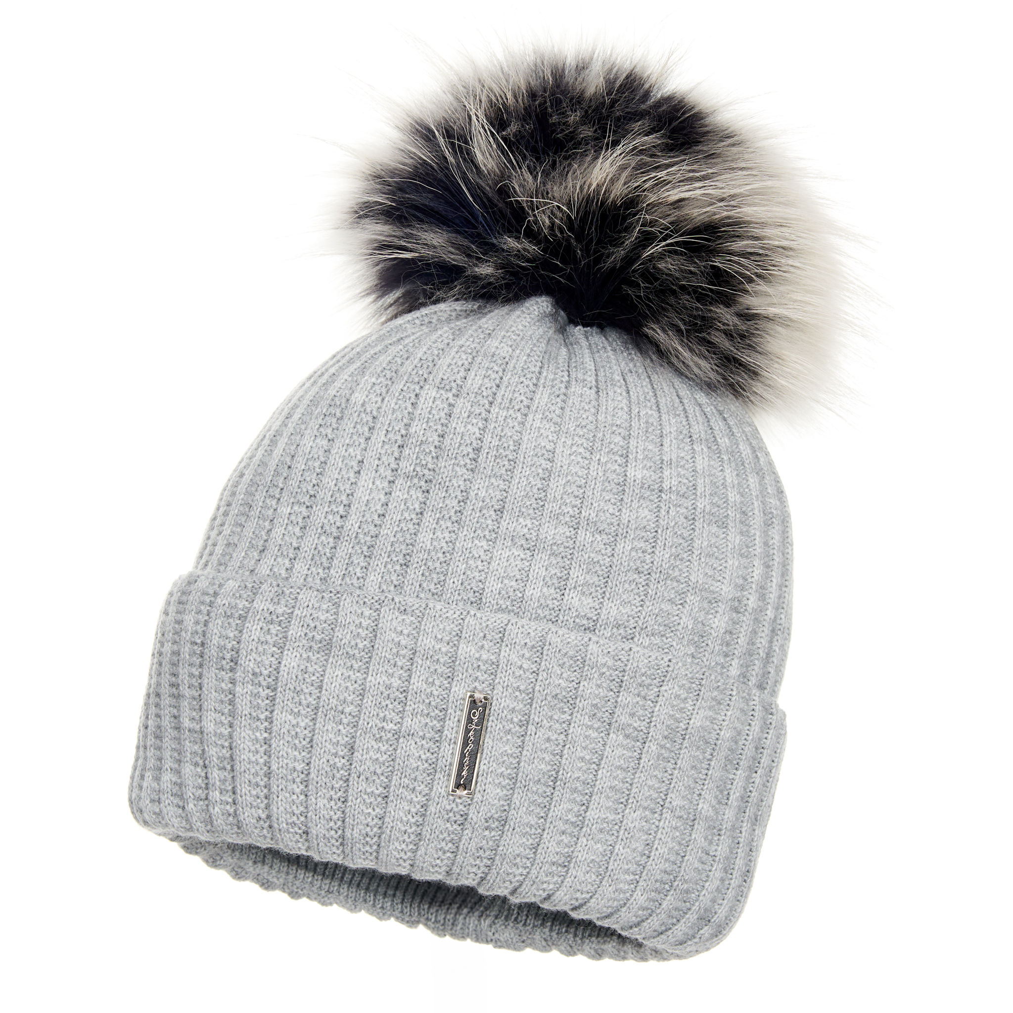 Wełniana Czapka Damska Szara z Pomponem - MEGI