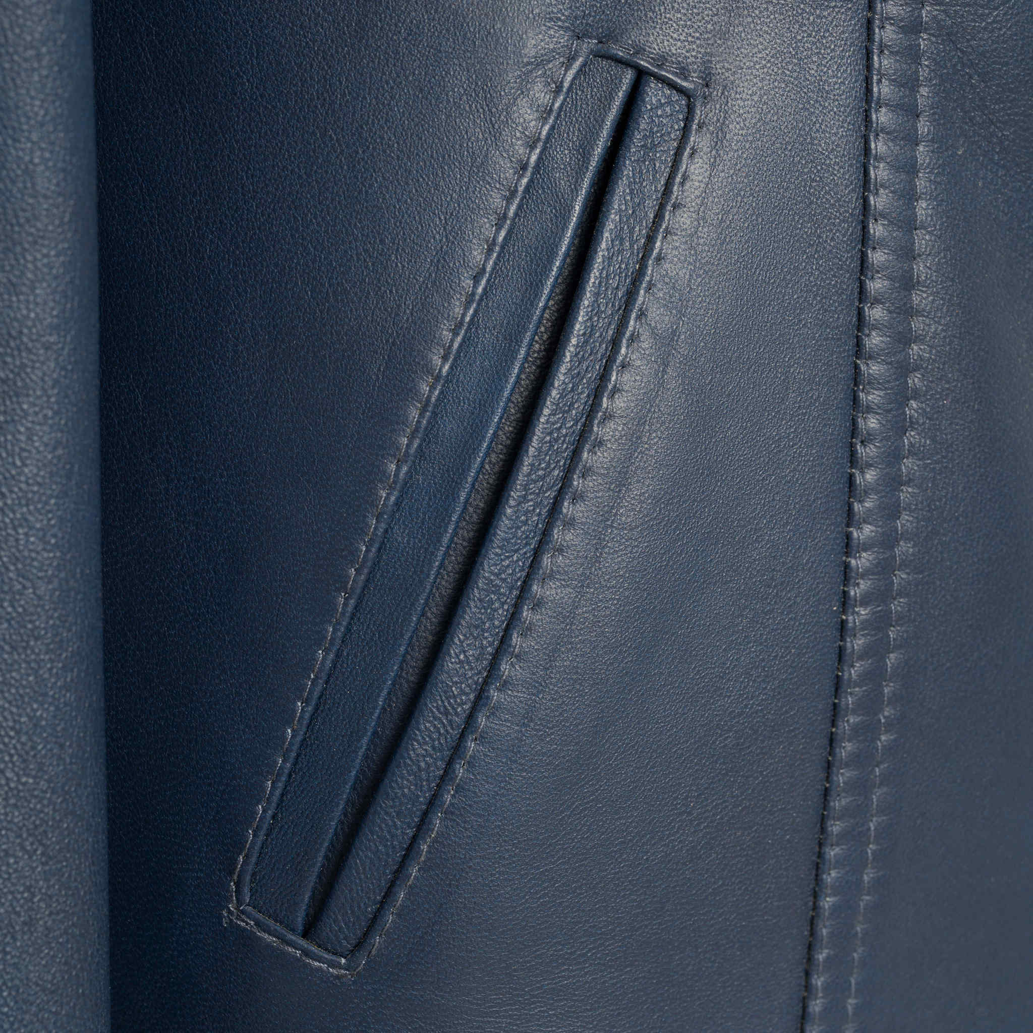 Damska Granatowa Kurtka Skórzana - ZUZA - obrazek 3