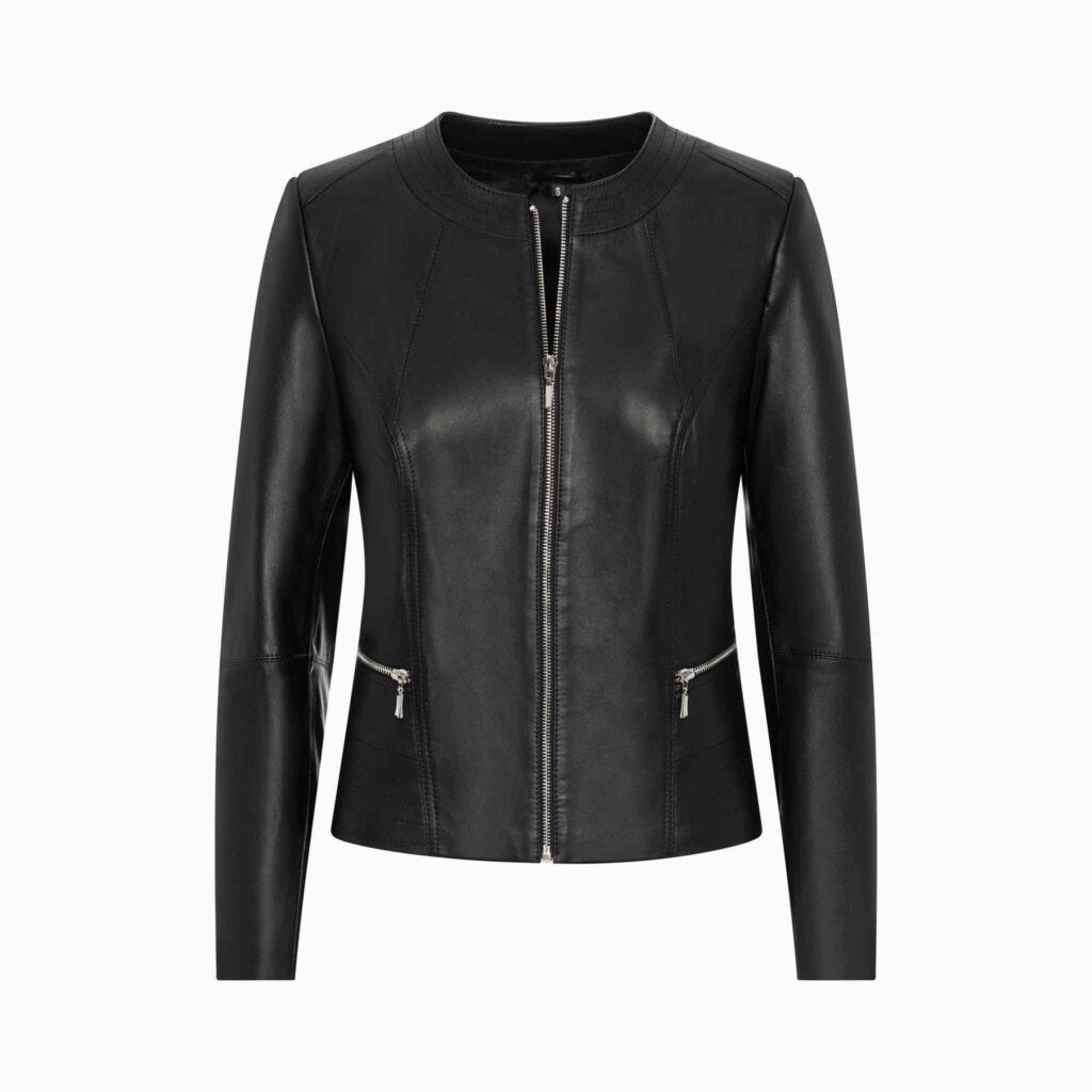 Klasyczna Damska Kurtka Skórzana Czarna