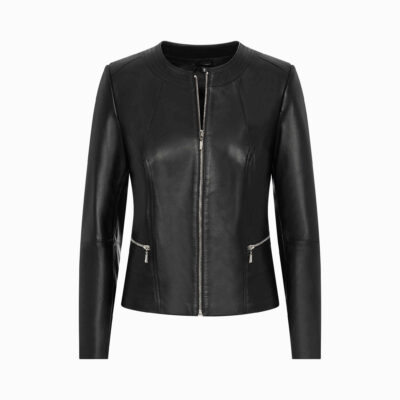 Klasyczna Damska Kurtka Skórzana Czarna