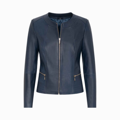 Klasyczna Damska Kurtka Skórzana Granatowa - CHANEL