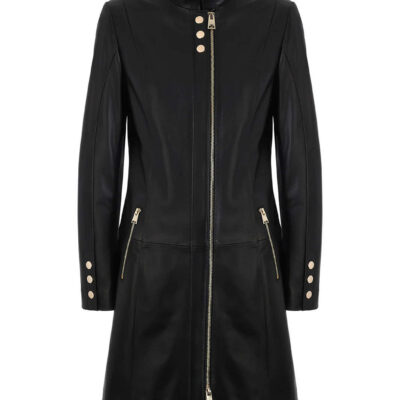 Lekki Czarny Damski Płaszcz Skórzany - ANABEL