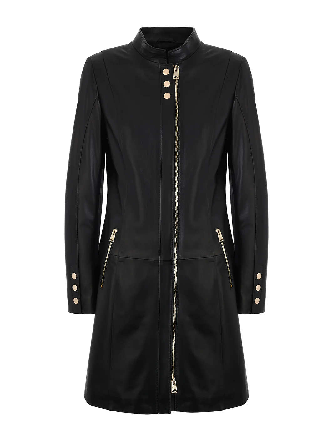 Lekki Czarny Damski Płaszcz Skórzany - ANABEL