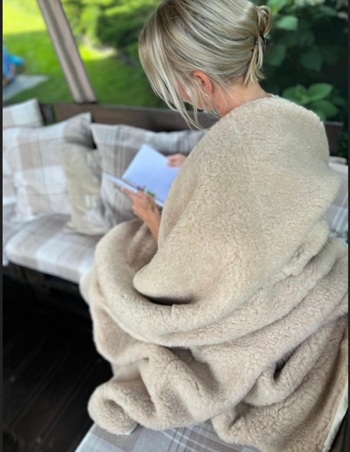 Koc z wełny merino - ecri koc wełniany merynos