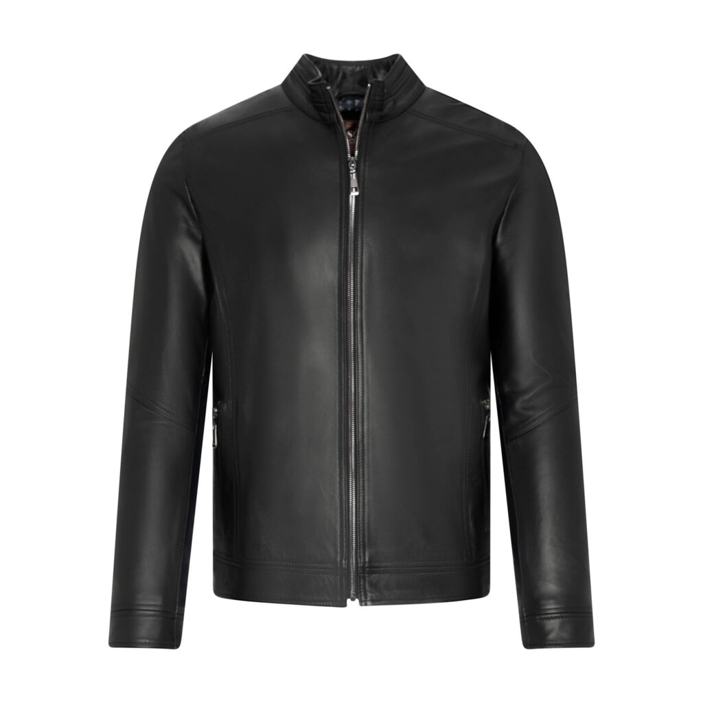 Klasyczna męska kurtka skórzana czarna - BEN 01