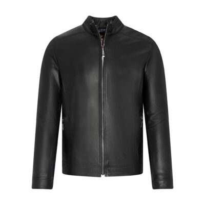 Klasyczna męska kurtka skórzana czarna - BEN 01