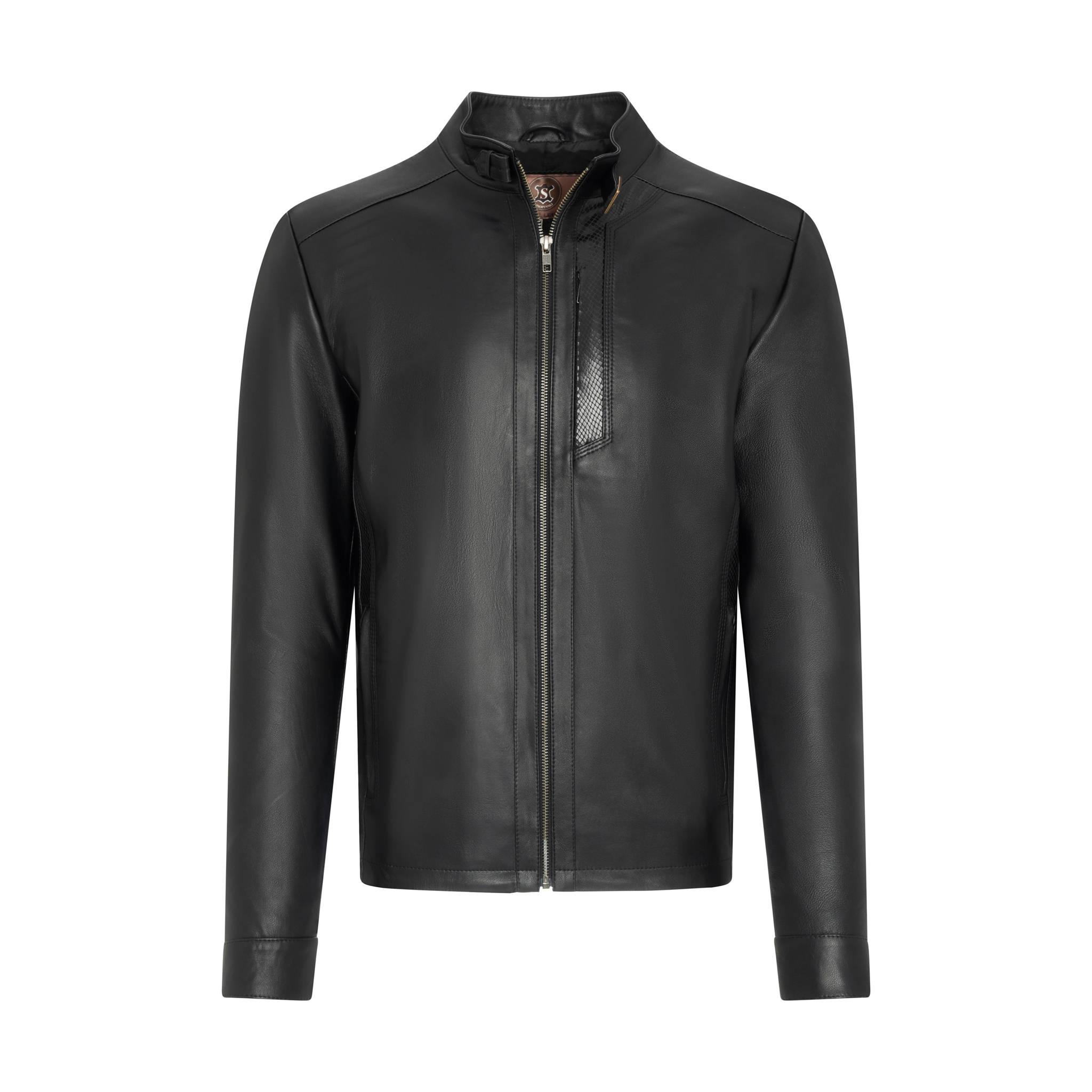 Męska kurtka skórzana czarna - LEO 01