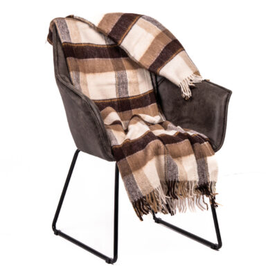 Pled Wełniany „Jesienny Orzech” - Naturalny Koc z Wełny