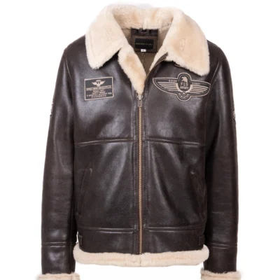 męska kurtka pilotka ze skóry naturalnej widok z przodu